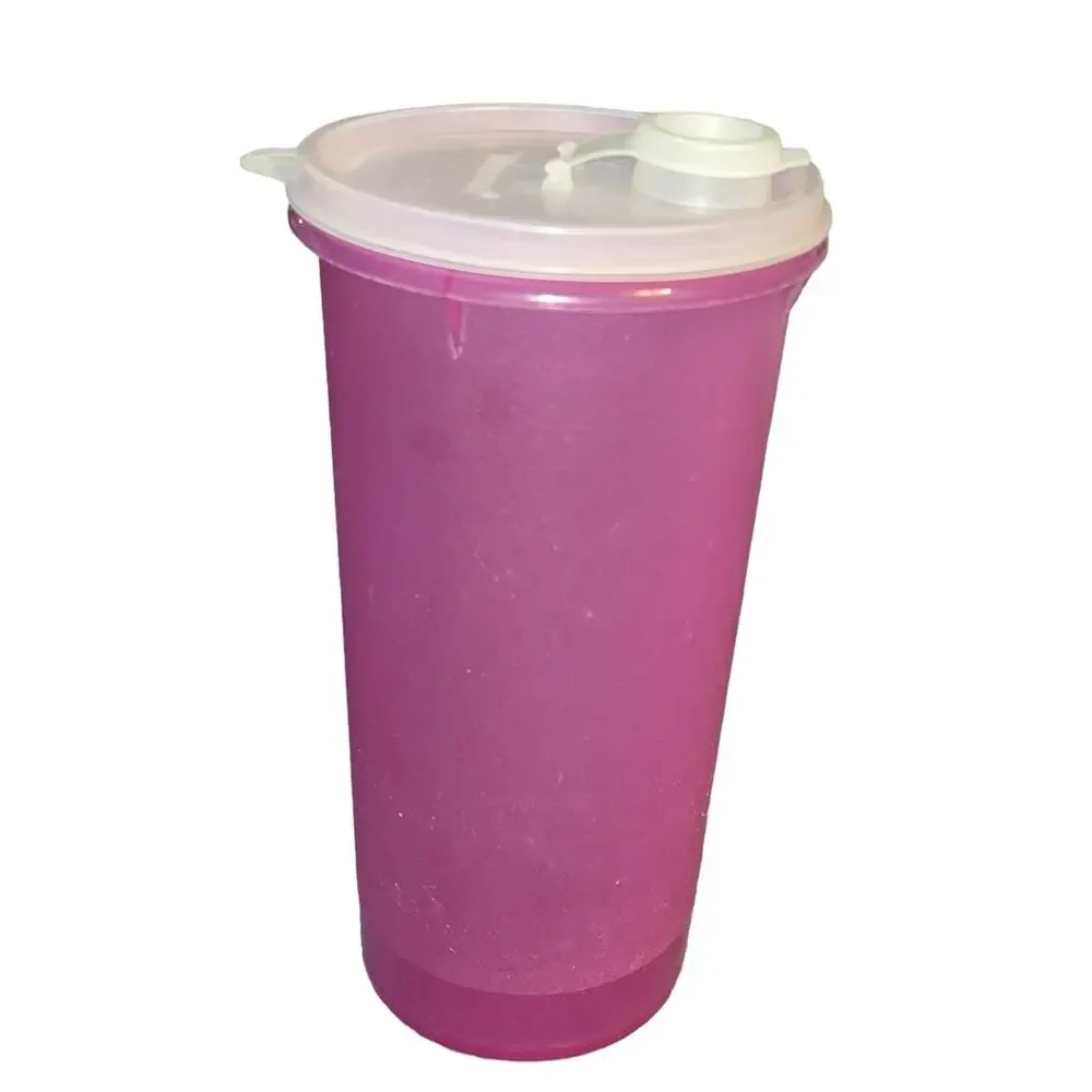 Tupperware Handolier 48 oz Pitcher 261 563 Purple Flip Top Pour Lid Jug Vintage